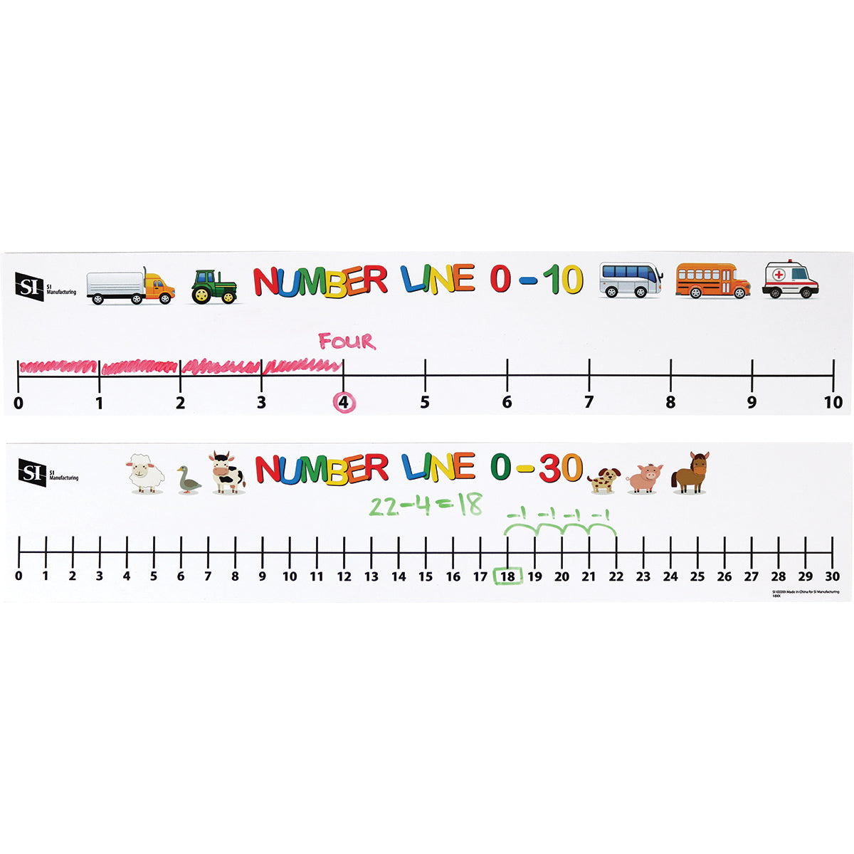 Number Line 0-10, 0-30, Set of 10