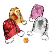 Metallic Drawstring Bags - 12 Pieces