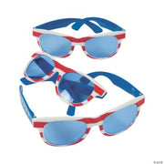 Patriotic Sunglasses W/ Blue Lense - 12 Pieces