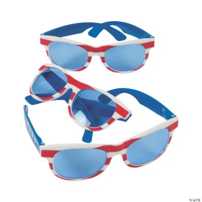 Patriotic Sunglasses W/ Blue Lense - 12 Pieces