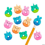 Donut Animals Eraser Pencil Toppers - 24 Pieces