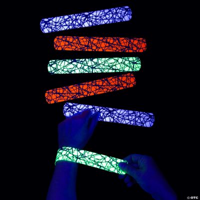 Black Light Slap Bracelets - 12 Pieces