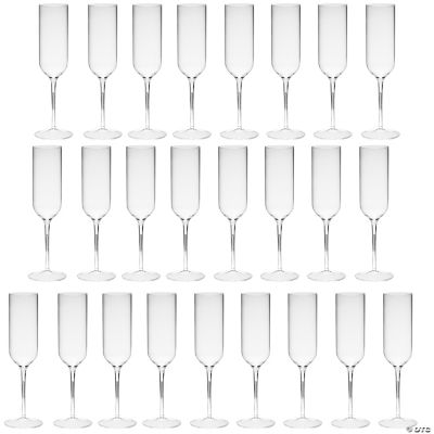 Clear Plastic Champagne Flutes - 25 Pieces