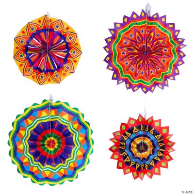 Giant Fiesta Paper Fans - 4 Pieces