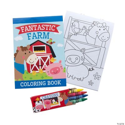 Farm Coloring Book With Crayons - 24 Pieces