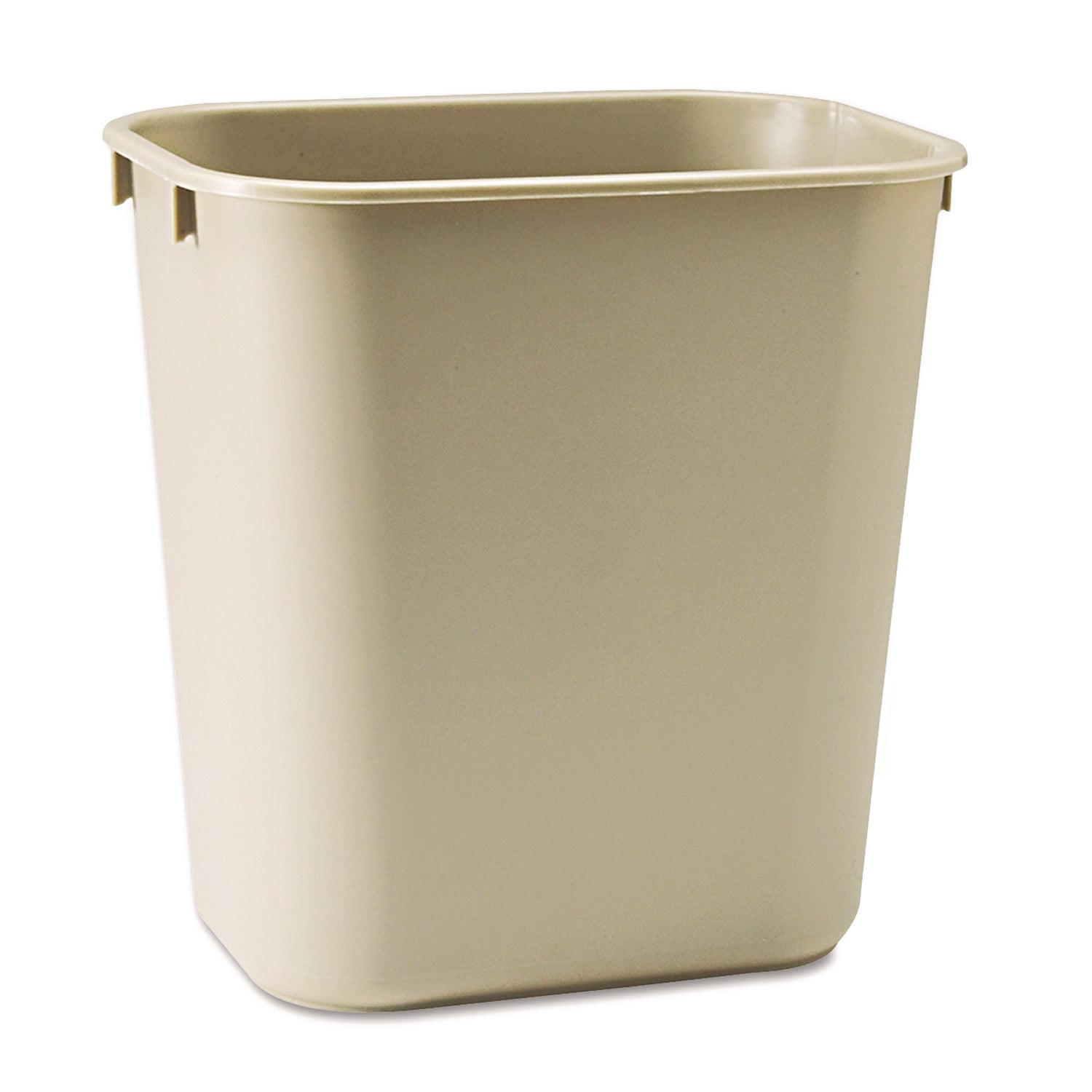 Rubbermaid Commercial 13 QT Standard Deskside Wastebasket, 3.50 gal Capacity, Rectangular, Open Top, Plastic, Beige, 12.1" H x 11.3" W x 8.2" D, 1 Each