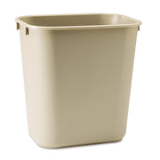 Rubbermaid Commercial 13 QT Standard Deskside Wastebasket, 3.50 gal Capacity, Rectangular, Open Top, Plastic, Beige, 12.1" H x 11.3" W x 8.2" D, 1 Each