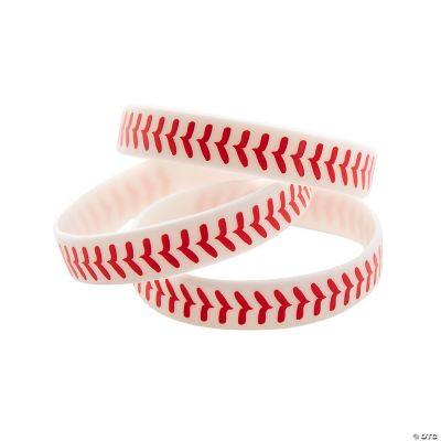 Baseball Rubber Bracelets - 12 Pieces