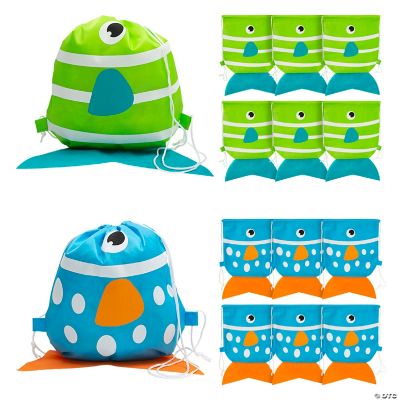 Tropical Fish Drawstring Backpacks - 12 Pieces