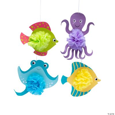 Under The Sea Pom Pom Hanging Decor - 4 Pieces