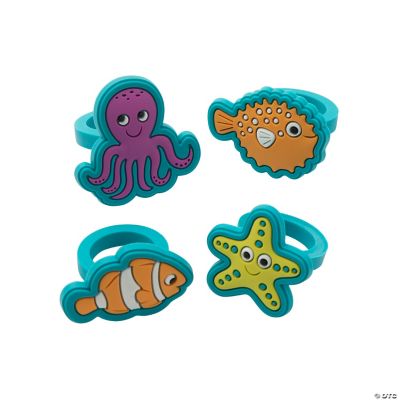 Sea Life Rubber Rings - 12 Pieces