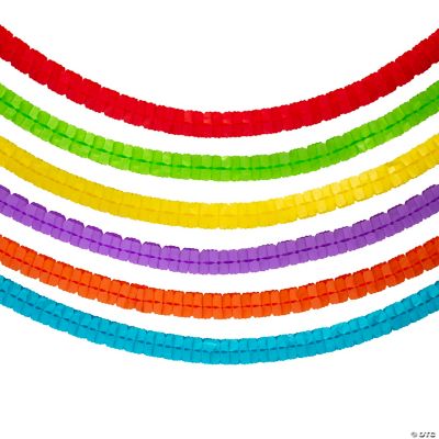 Rainbow Assorted Tissue Garlands - 6 Pieces