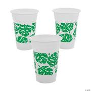 Palm Leaf Plastic Cups - 50 Pieces