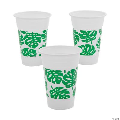 Palm Leaf Plastic Cups - 50 Pieces
