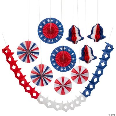 Patriotic Hang Tissue Honeycomb Decr Kit - 10 Pieces