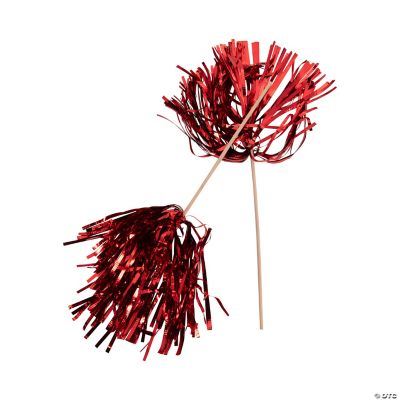 Metallic Red Spirit Pom Poms - 24 Pieces