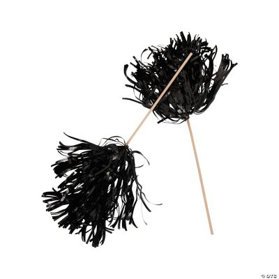 Metallic Black Spirit Pom Poms - 24 Pieces