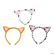 Plush Kitty Ear Headbands - 12 Pieces