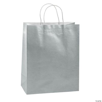 Large Silver Kraft Bags - 12 Pieces