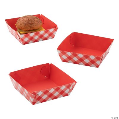 Gingham Hamburger Paper Tray - 12 Pieces