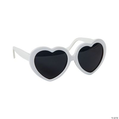 White Heart Shaped Adult Sunglasses Dz - 12 Pieces