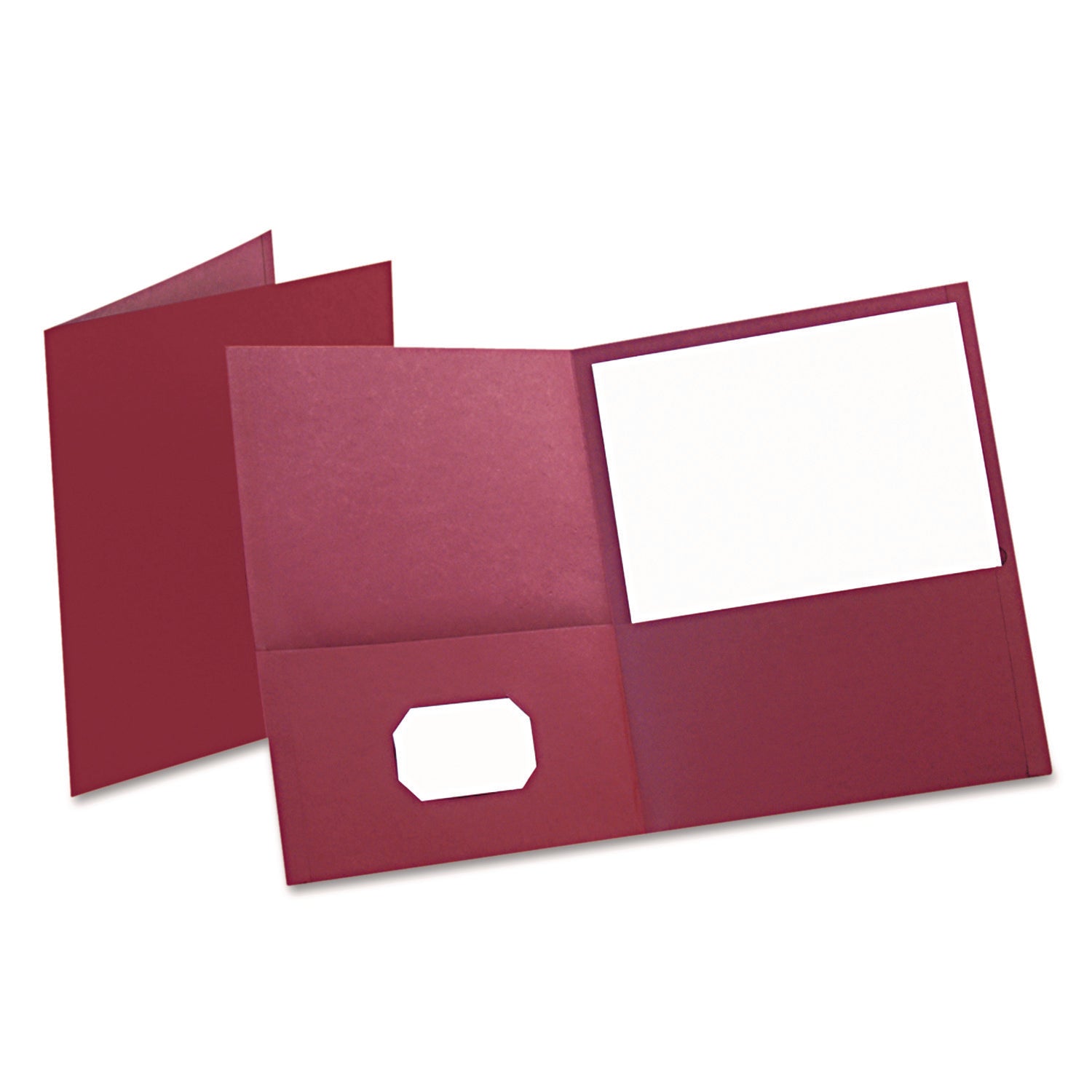 Oxford Letter Recycled Pocket Folder - 8 1/2" x 11" - 100 Sheets Capacity - 2 Internal Pocket(s) - Leatherette - Burgundy - Turned Edge - 10% Recycled - 25 / Box
