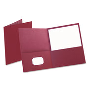 Oxford Letter Recycled Pocket Folder - 8 1/2" x 11" - 100 Sheets Capacity - 2 Internal Pocket(s) - Leatherette - Burgundy - Turned Edge - 10% Recycled - 25 / Box