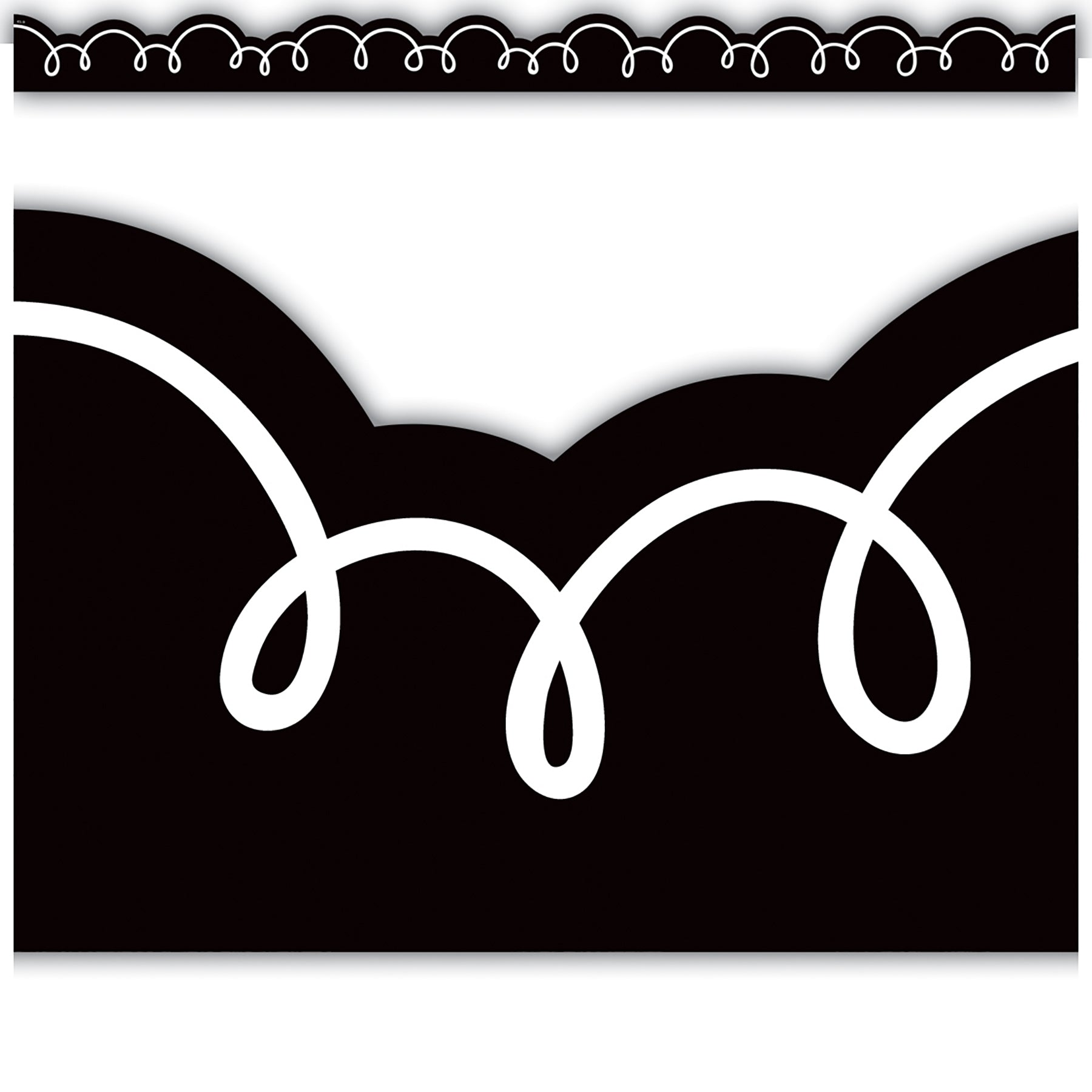 Black with White Squiggles Die-Cut Border Trim, 35 Feet