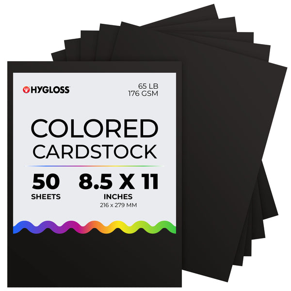 Hygloss Colored Cardstock - 8.5"x11", 50 sheets, Black