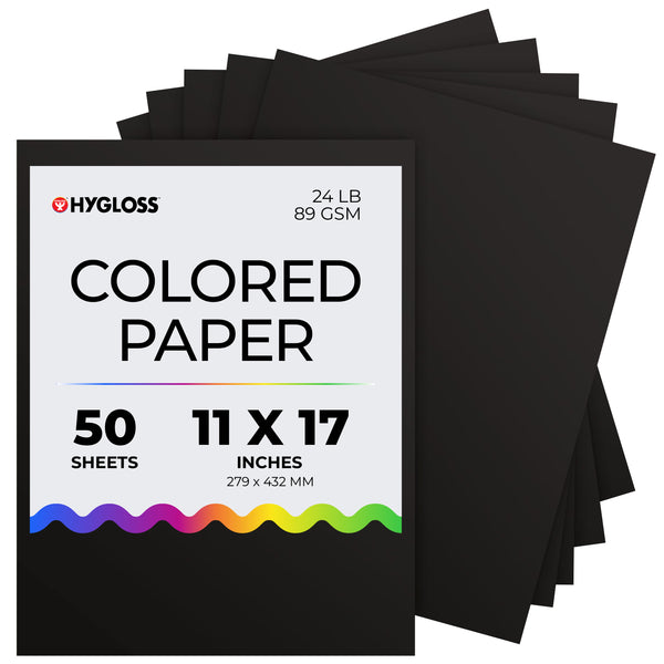 Hygloss Colored Paper - 11"x17", 50 count, Black