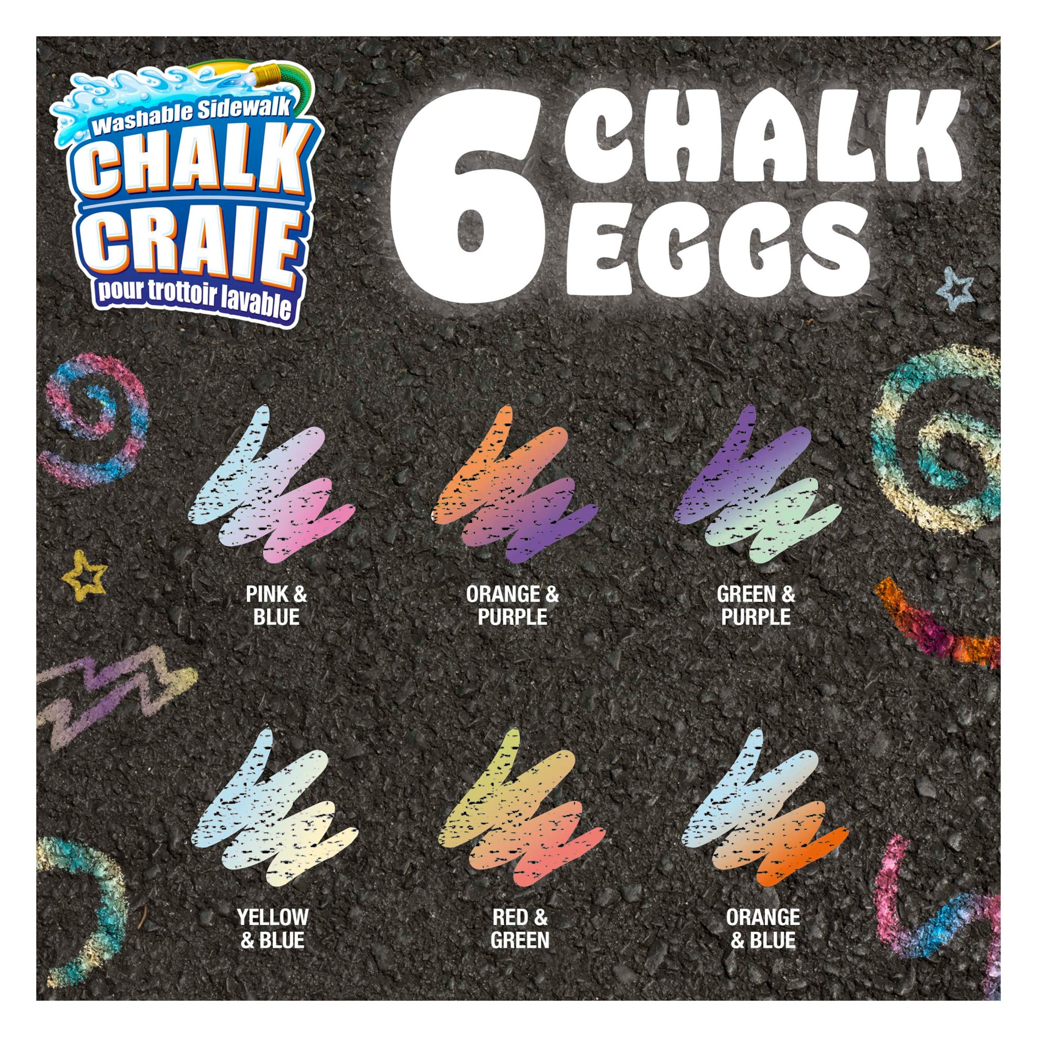 Tie Dye Egg Chalk, 6 Count