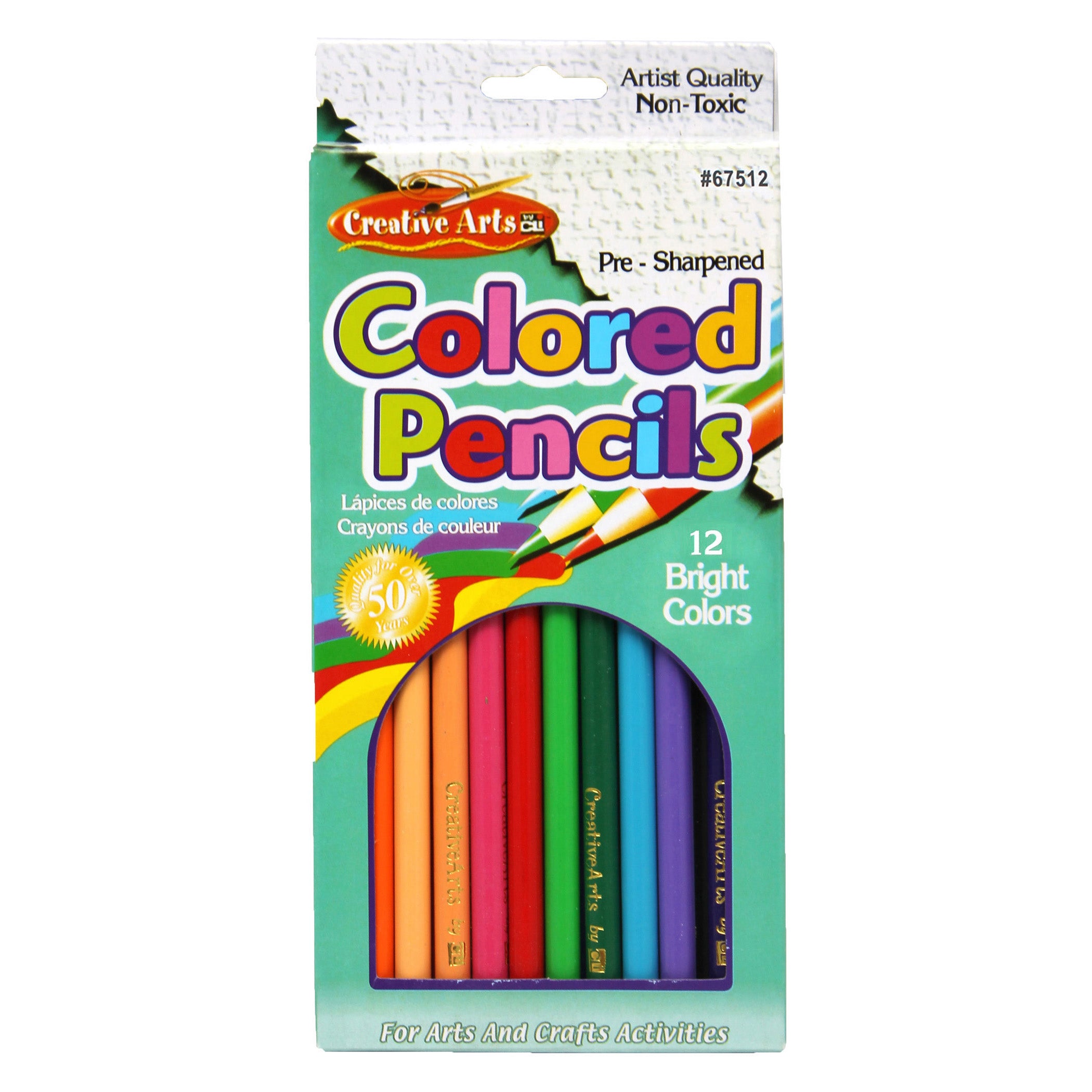 Pre-Sharpened Colored Pencils, Assorted Colors, 7 Inches, Pack of 12