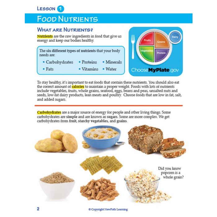 My Plate - Food &  Nutrition Grades 1 - 4 Student Learning Guide - Set of 10
