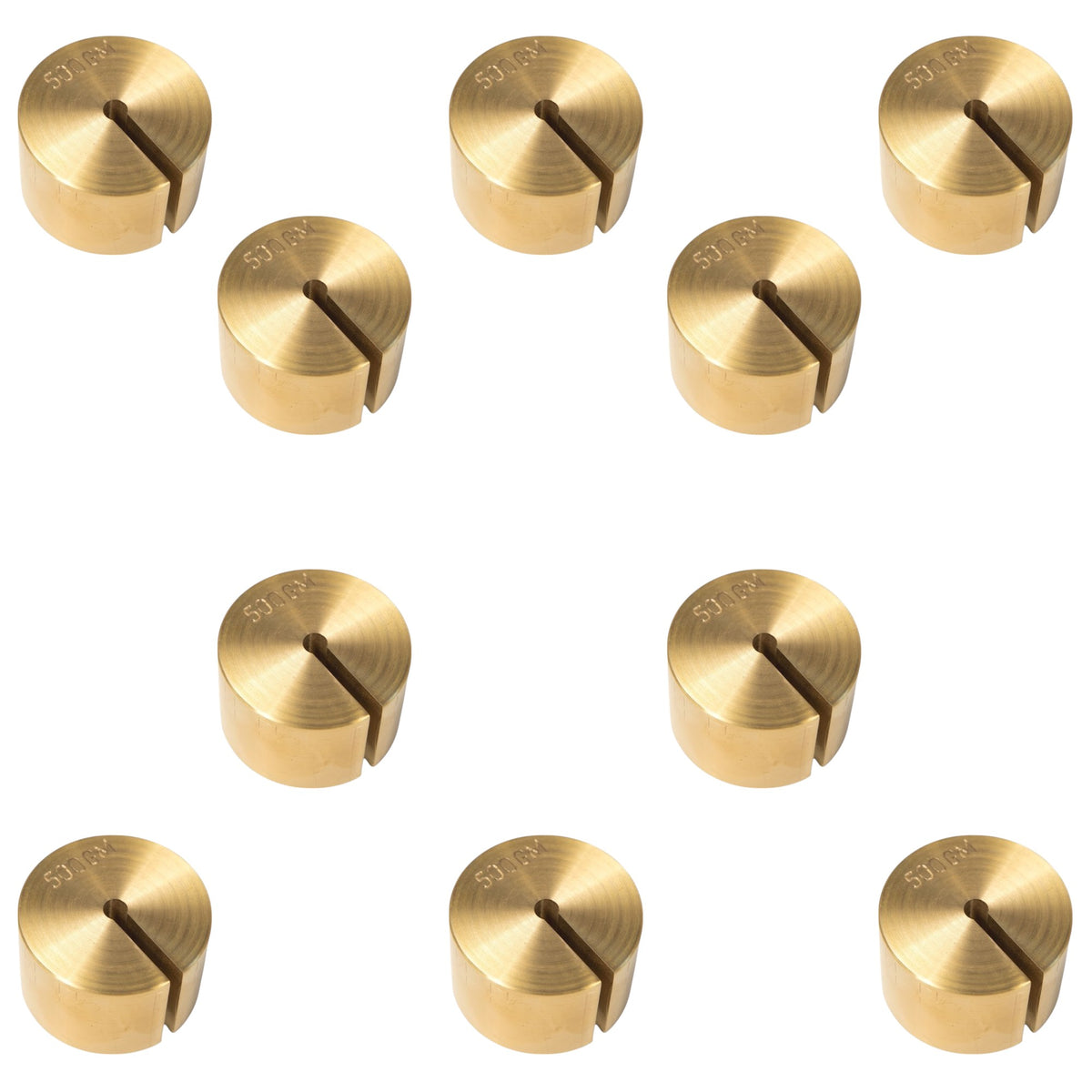 Weight, Brass, Slotted, 500g, Pack of 10
