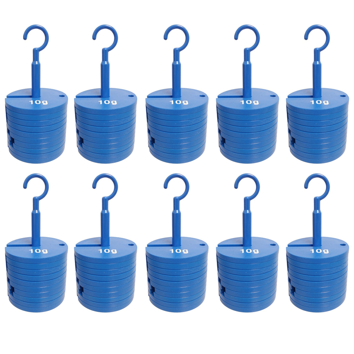 Slotted Weight Set with Weight Hanger, Plastic, Ten-Piece, Pack of 10 Sets