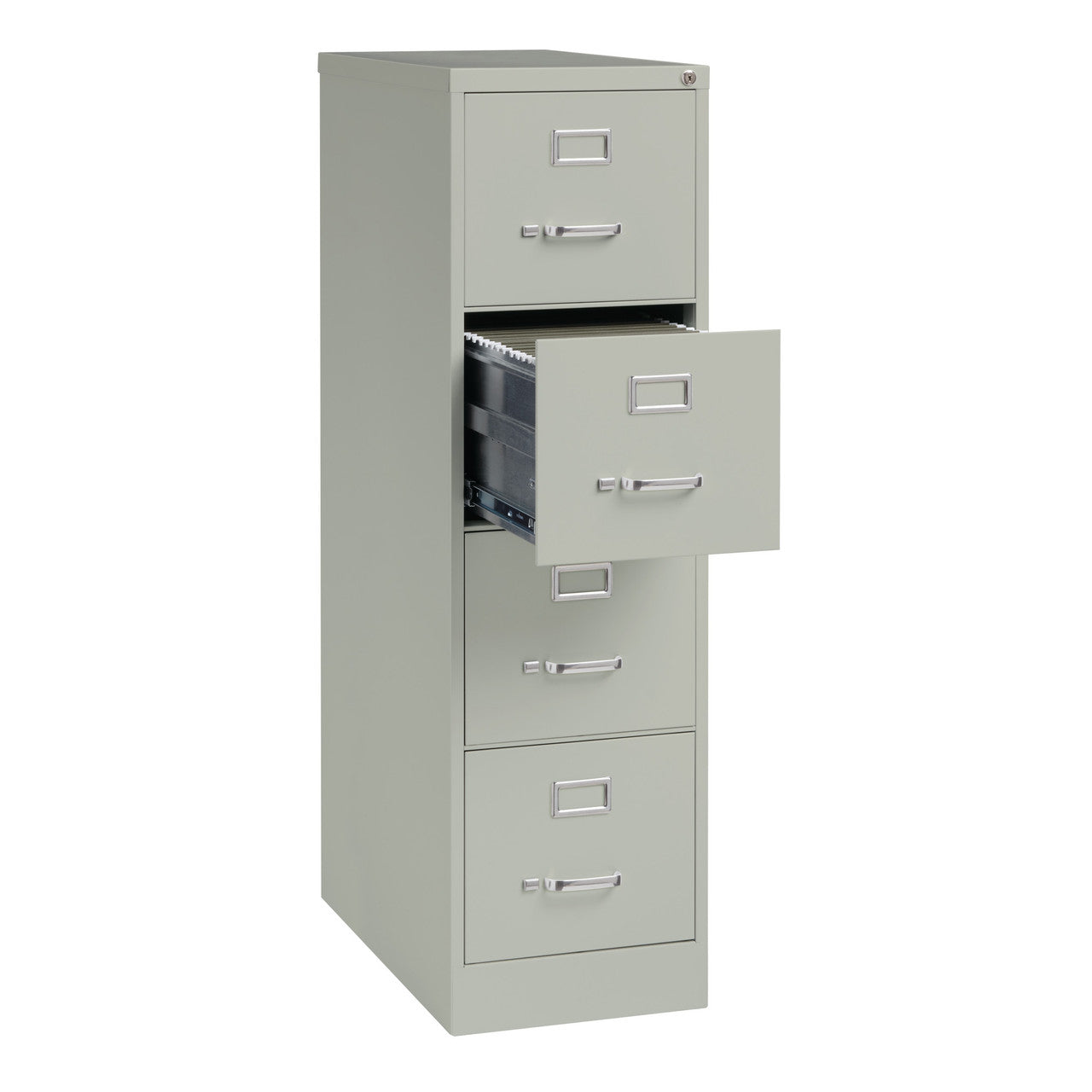 OfficeSource Steel Vertical File Collection 4 Drawer Vertical File Cabinet, 26.5" Deep, Letter - Light Gray
