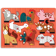 Melissa & Doug Farm Animals Mix  N Match Wooden Peg Puzzle (8 Pcs)
