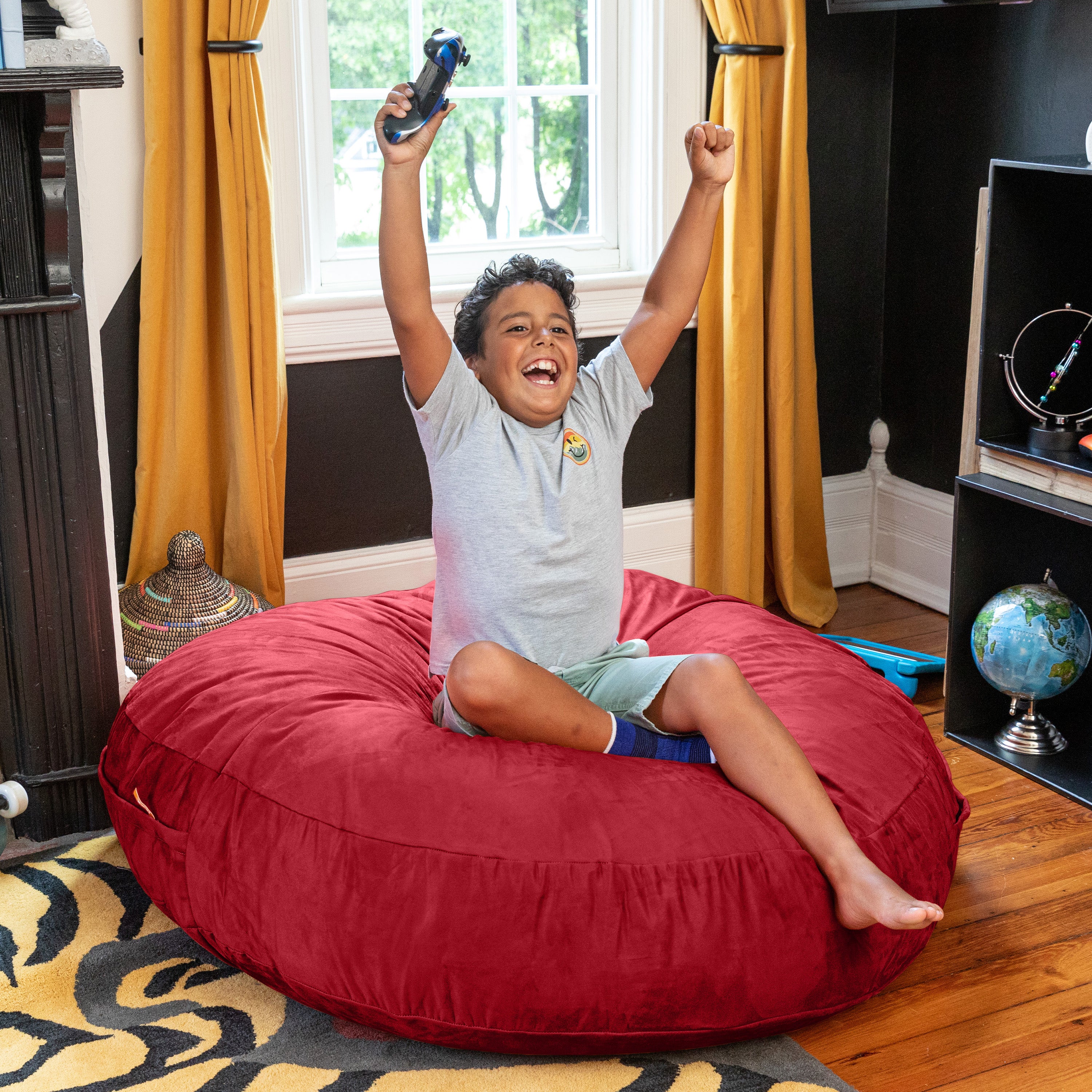 Jaxx Cocoon 4 Foot Bean Bag Chair and Crash Pad, Cherry