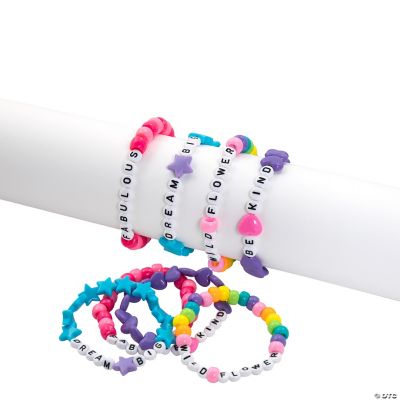 Letter Bead Bracelet Asst - 24 Pieces