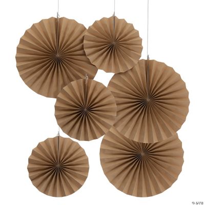 Kraft Paper Hanging Fans - 6 Pieces