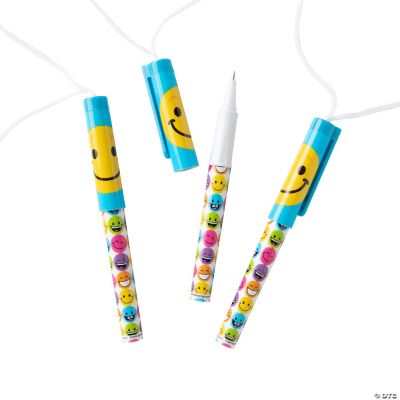 Smile Face Pen On A Rope - 12 Pieces
