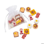Breakfast Food Mini Erasers In Bags - 12 Pieces