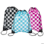 Transparent Checkerboard Drawstring Bags - 6 Pieces
