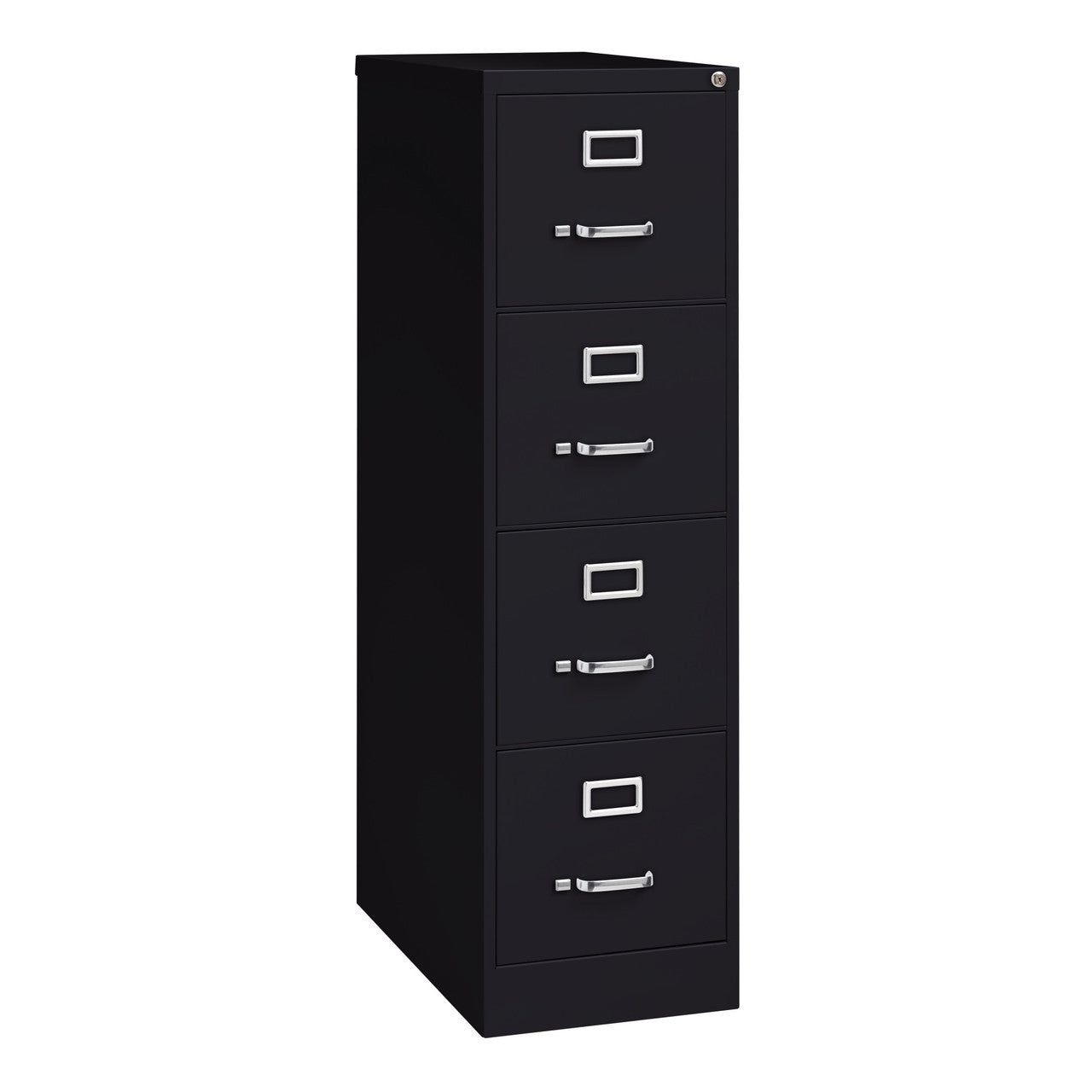 OfficeSource Steel Vertical File Collection 4 Drawer Vertical File Cabinet, 26.5" Deep, Letter - Black