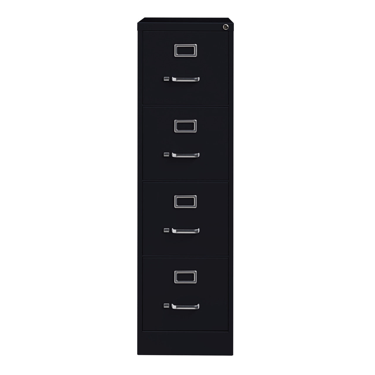 OfficeSource Steel Vertical File Collection 4 Drawer Vertical File Cabinet, 26.5" Deep, Letter - Black