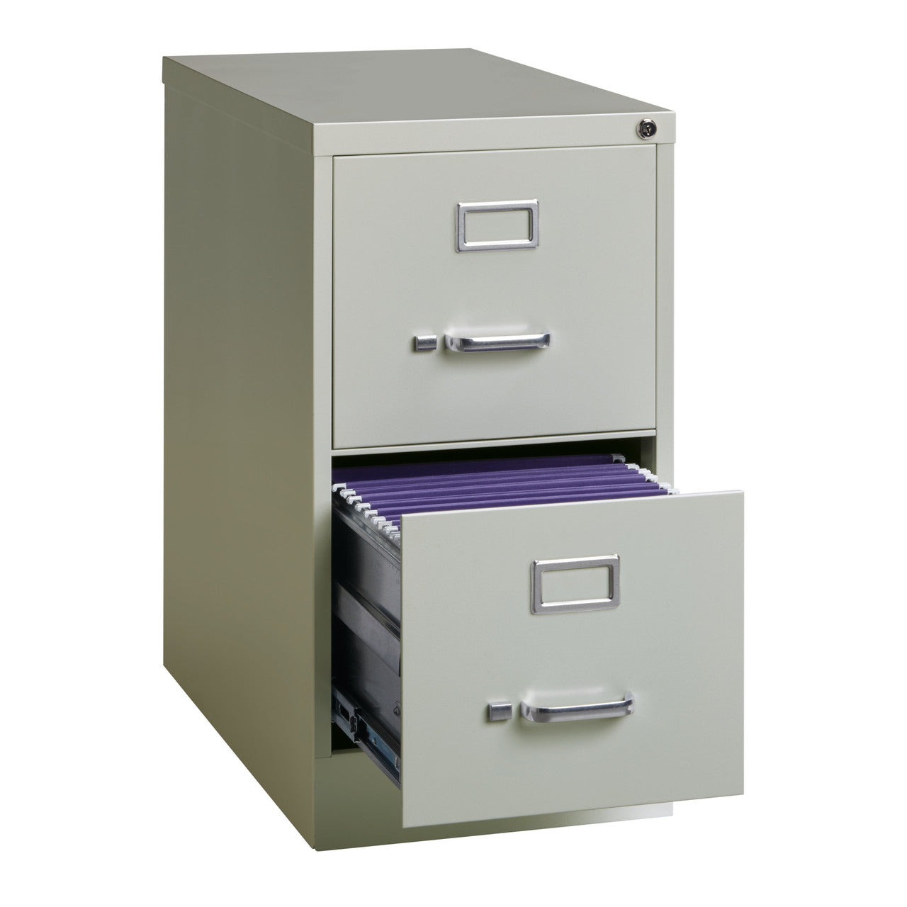 OfficeSource Steel Vertical File Collection 2 Drawer Vertical File Cabinet, 25" Deep, Legal - Light Gray