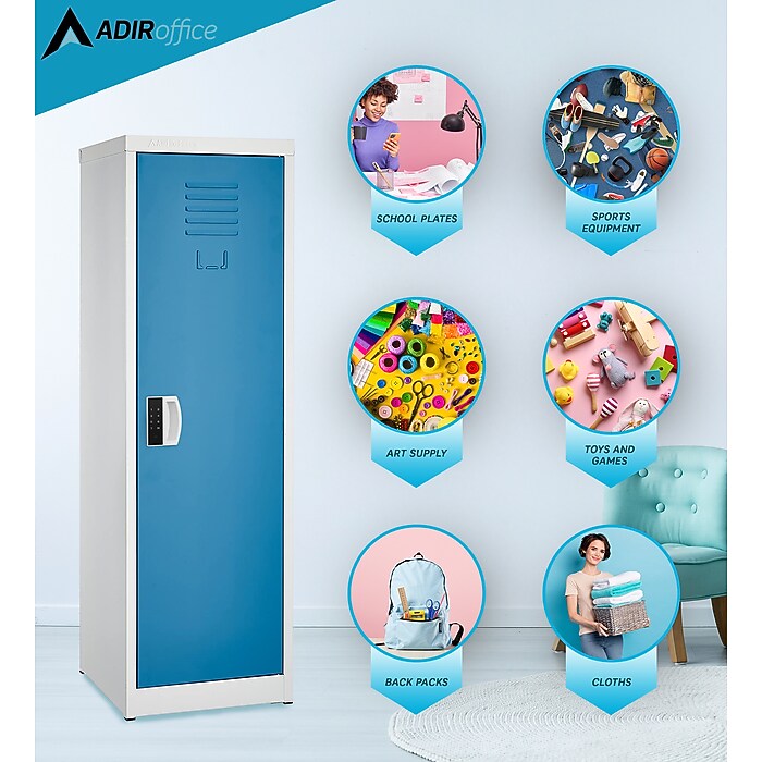 48" H x 15" W Steel Single Tier Storage Locker with Digital Lock, Blue