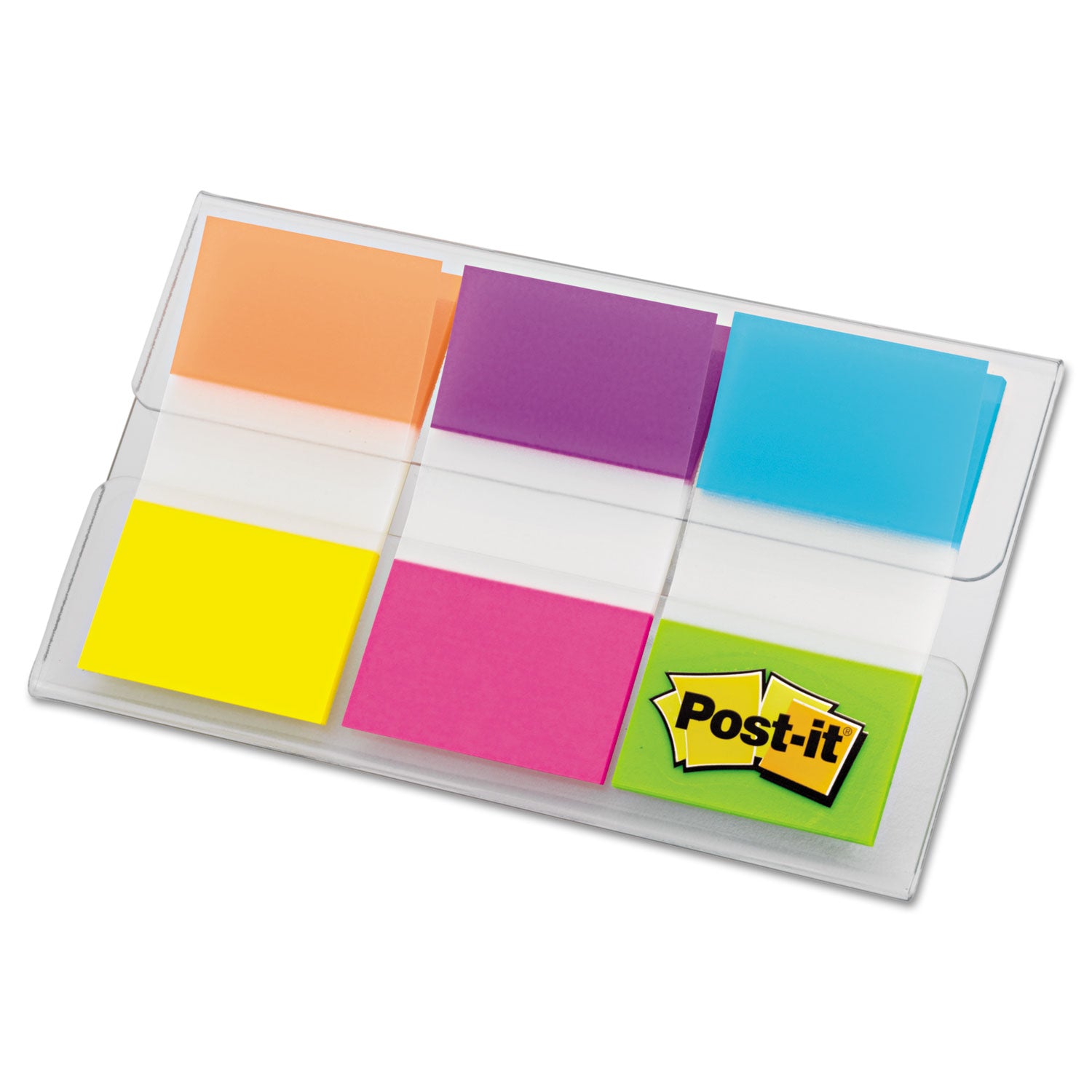 Post-it&reg; Flags - 60 - 1" Flag/Note Width x 1 3/4" Flag/Note Length - Rectangle - Unruled - Orange, Blue, Green, Pink, Yellow, Purple, Assorted - Reusable, Repositionable, Self-adhesive, Removable - Dispenser Included - 60 / Pack