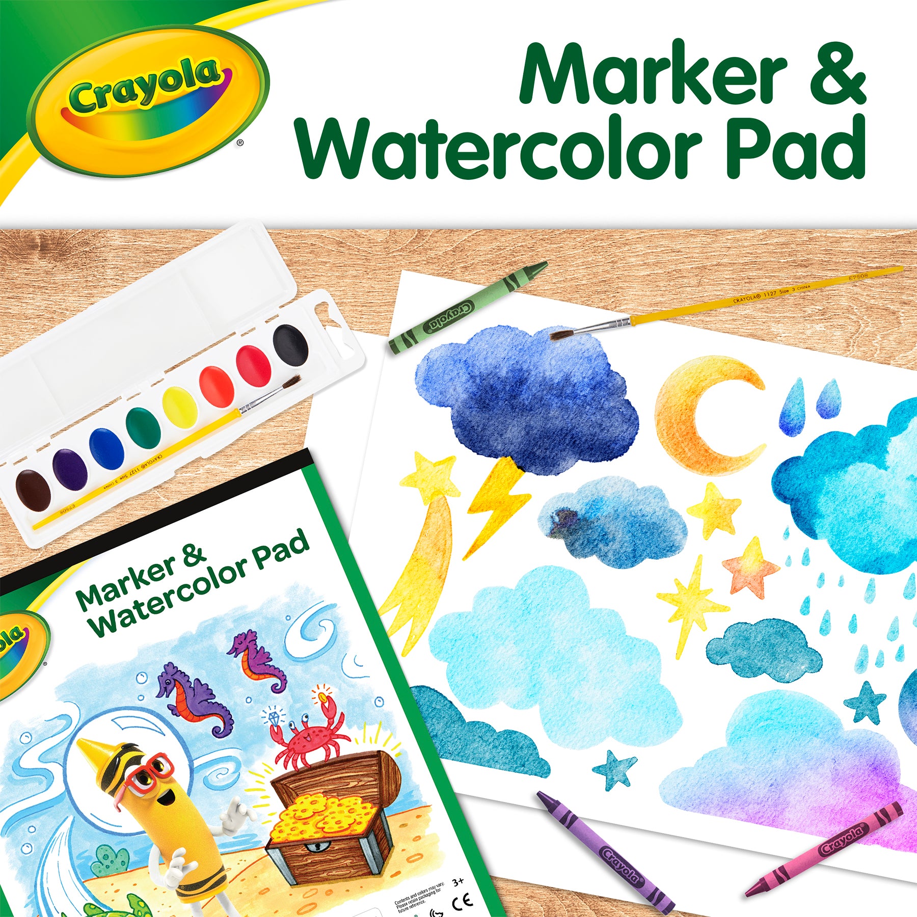 Marker & Watercolor Pad, 50 Blank Coloring Pages