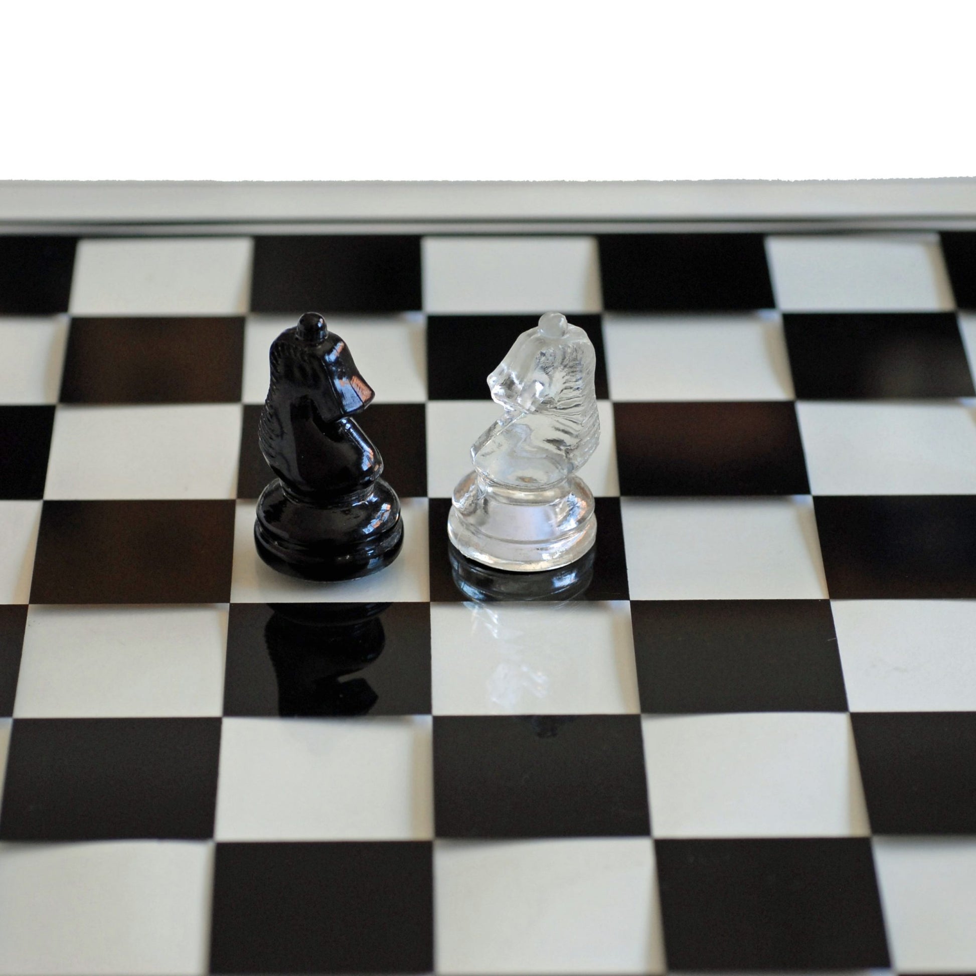 Black and Clear Glass Chess Set, 13.75 in. Board, 3 in. King